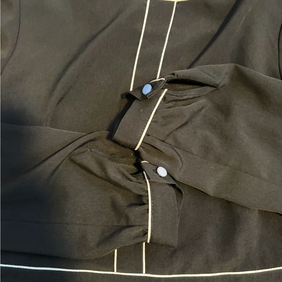 Loft black long-sleeved dress with white piping detail - Picture 3 of 6